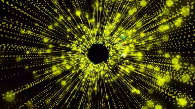 Glowing yellow energy stream animation with luminous wave trails and hyperspeed motion on solid black background smooth looping futuristic visuals ultra sharp 4K