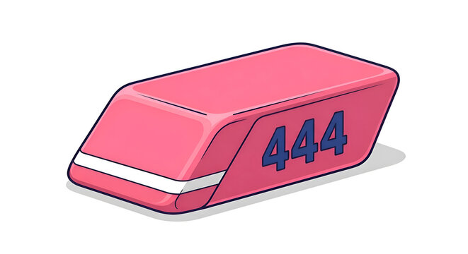Pink eraser with blue numbers 444 isolated on a white background vector illustration style