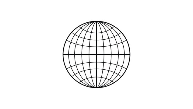 Minimalist Globe Wireframe Sphere Vector Icon for Global Business Network Connection Communication and Worldwide Technology Concept Design