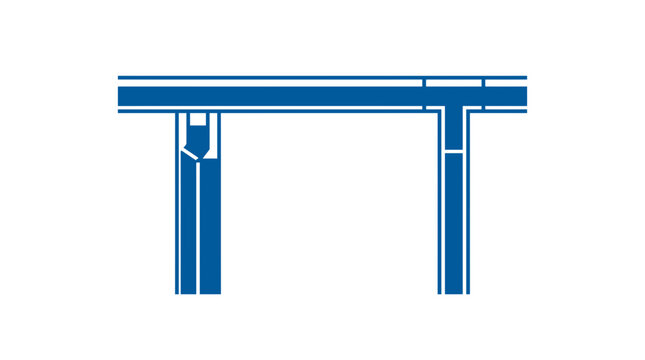 Abstract Geometric Structure, Minimalist Blue Lines, Modern Design