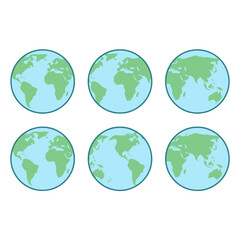 Obraz premium A collection of six flat vector illustrations of the planet earth