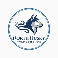 Strengthen your outdoor brand identity with this sleek husky mascot logo, ideal for sports teams, winter travel, or pet-related services. © trendy