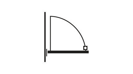 Physics concept: Pendulum swing arc on a white background © tenor