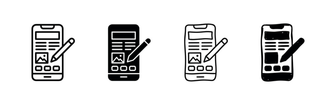 Mobile App UI UX Design and Prototyping Icons