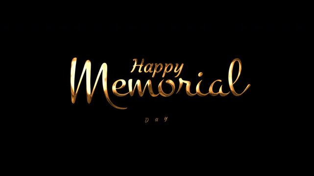 Gold cursive text on dark background celebrating memorial day. Suitable for festive holiday graphics for various design projects.