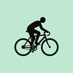 Naklejka premium A black silhouette of a person riding a bicycle icon
