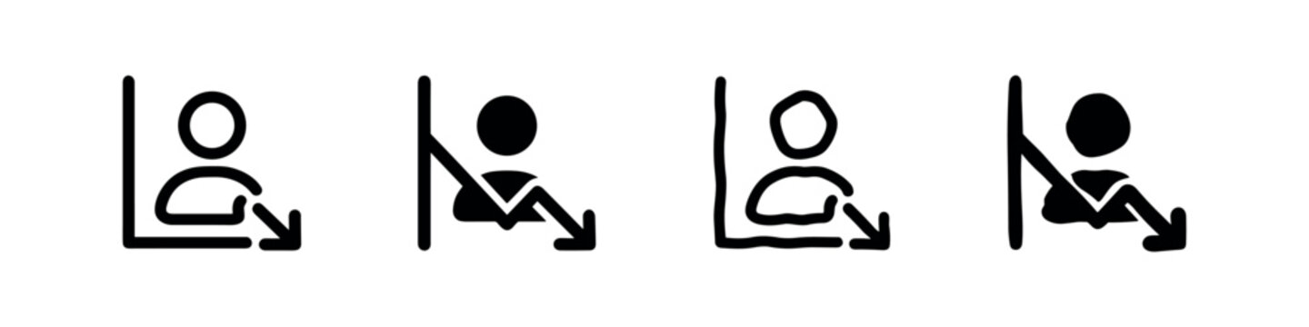 User decline icons with arrow down and line