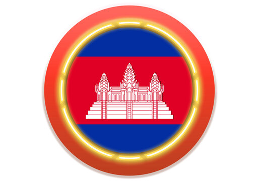 Cambodia Flag Icon with Glowing Effect