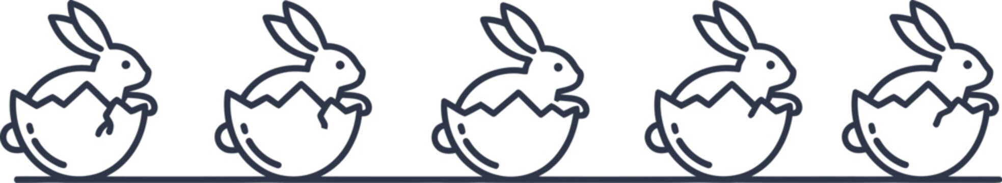 Easter bunny eggshell line art