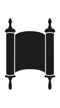 Torah Scroll Silhouette Icon - Judaism Religious Symbol