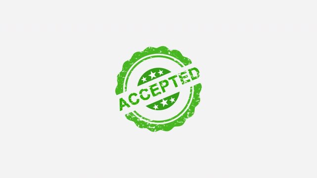 Green Accepted Rubber Stamp Seal Animation.
Official Accepted Approval Stamp Motion Graphic.