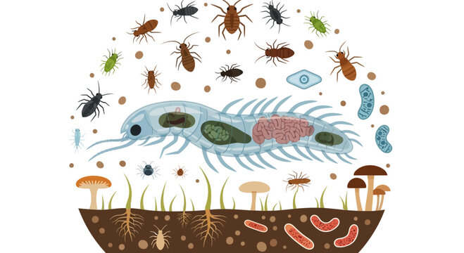 Microscopic Organisms and Soil Life Illustration