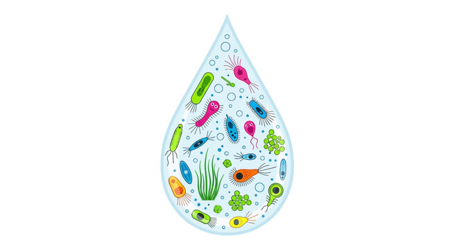 Microscopic Organisms in Water Droplet