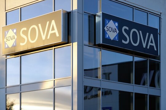Stockholm, Sweden - May 07, 2026: SOVA is Sweden's largest retail chain of quality beds and accessories.