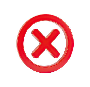 Red cross symbol inside a red circle, indicating rejection, failure, or incorrect answer in tests