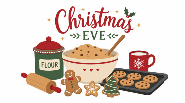 Christmas Eve Baking: Cookies, Dough, Flour Canister, Rolling Pin