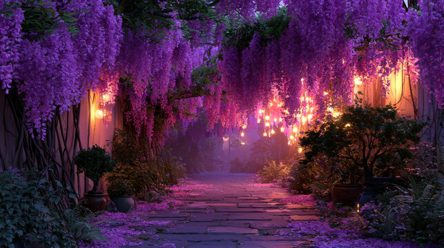 Magical Purple Fantasy Cave Pathway Landscape