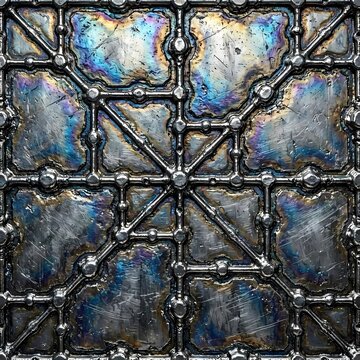 Seamless Cyber-Gothic Liquid Metal Welded Joints Texture