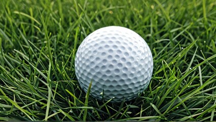 Fototapeta premium Golf Ball on Green Grass Macro