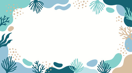 Blank marine themed decorative frame with coral and seaweed border. © Kyle