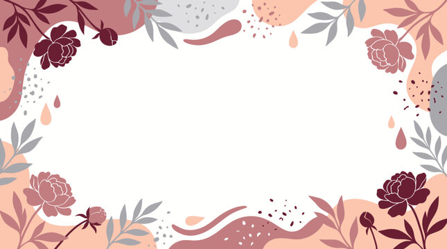 Decorative pink and maroon floral border frame with pastel accents.