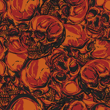 Skulls Hand-drawn vector illustration. Seamless vector pattern.
