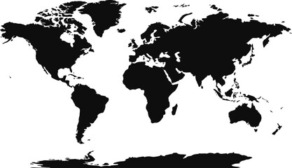 World map silhouette on transparent background for global concepts and geography © Badhon
