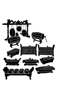 Gamelan Ensemble Silhouette - Traditional Indonesian Musical Instruments