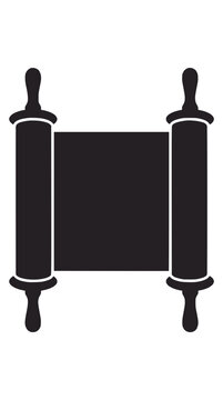 Black Silhouette of a Torah Scroll, Jewish Holy Book