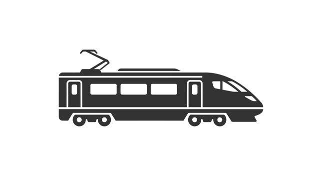 Minimalist black silhouette icon representing a modern high speed passenger train