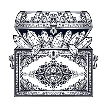 Ornate Treasure Chest with Crystals.