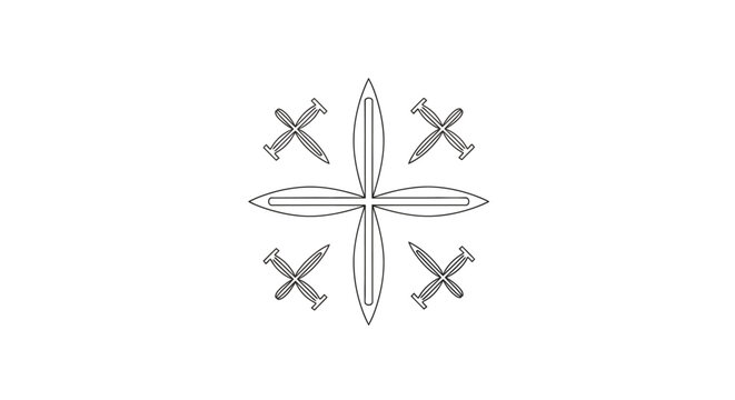 Abstract floral design with crossed swords, vector graphic