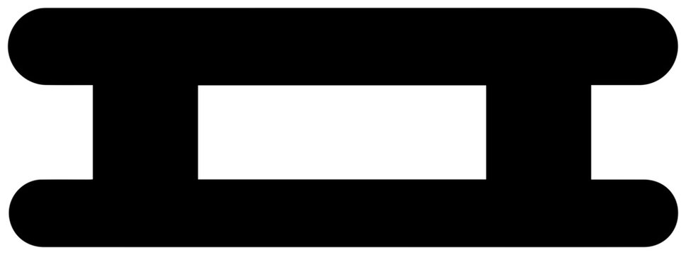 Solid black filled icon of lintel horizontal beam for architecture and construction design