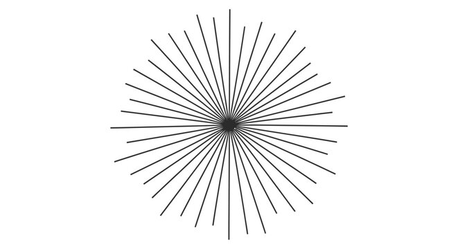 Abstract radial starburst pattern, geometric design, clean lines, centered on white background