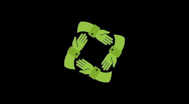 collective hand humanity mutual support animation HD 4K