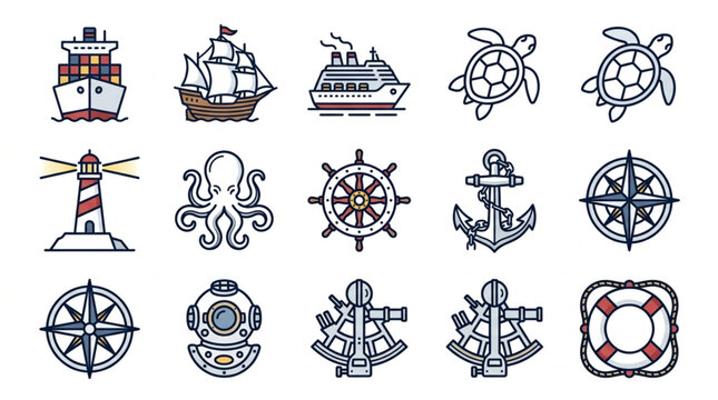 Nautical and Maritime-Themed Icons