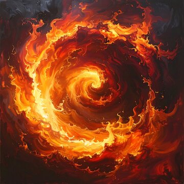 Vibrant swirling flames in fiery spiral.