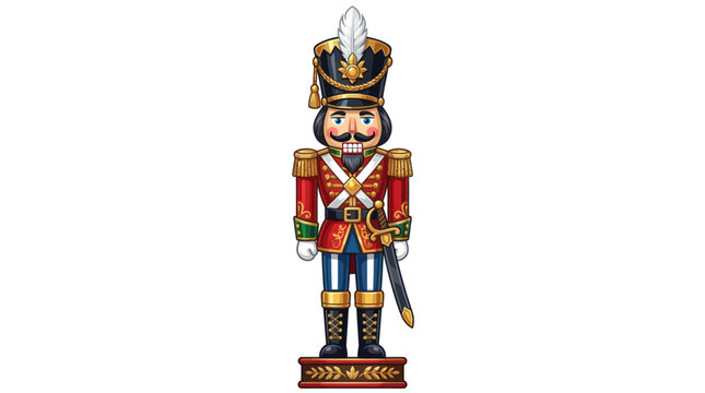 Classic wooden nutcracker soldier figurine in red uniform.