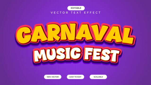 Carnaval music fest text effect retro vintage editable text effect