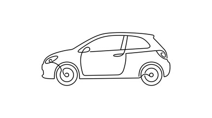Fototapeta premium compact car line drawing automobile vehicle art