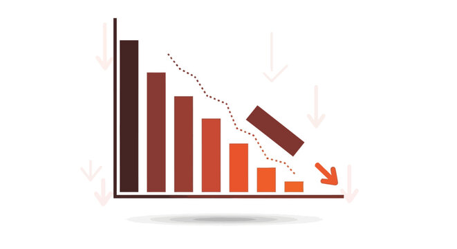 Falling Bar Chart Graphic Representing Financial Decline Economic Recession Negative Business Trend and Statistical Data Analysis Illustration for Market Loss Visualization