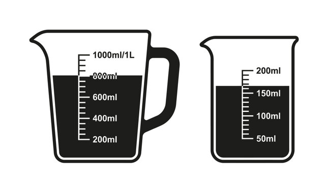 measuring cups with liquid levels vector volume