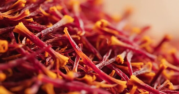 Saffron threads on a pile closeup.
