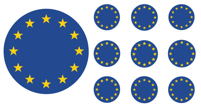 Golden Star Circle Icon Set European Union Symbol Stars Arranged in Circular Shape Business Community Unity Concept Vector Illustration Graphic Element for Corporate Identity and Branding