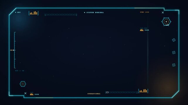 Futuristic HUD frame overlay transitioning from blue system nominal to red critical alert state