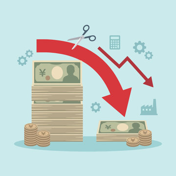 A red arrow shows a sharp decline in total financial savings