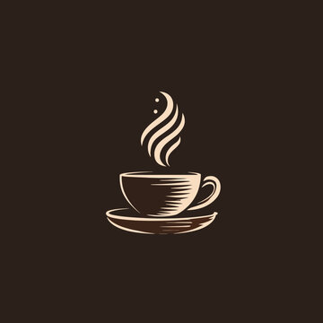 Vector logo of coffee cup with rising steam
