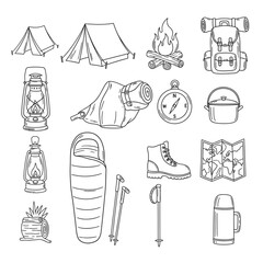 Fototapeta premium Camping gear and outdoor equipment.