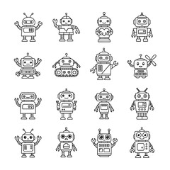 Obraz premium Collection of various robot characters.