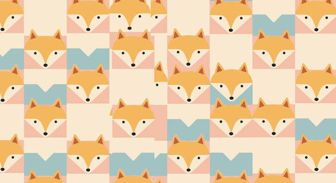 Colorful cartoon dog faces pattern.
